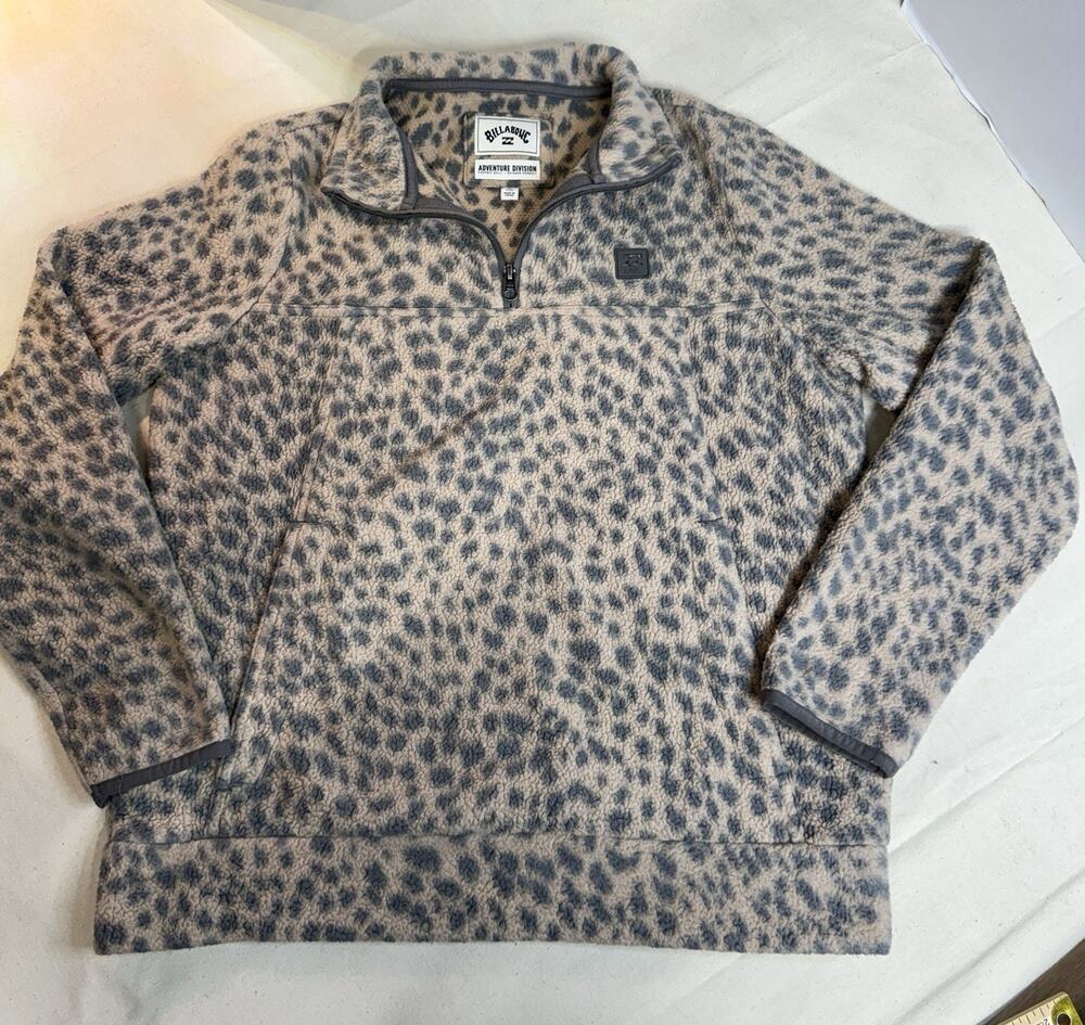 Billabong Leopard Pullover Women’s 1/4 Zip Sweater Y2K Preppy Sz M (d21)